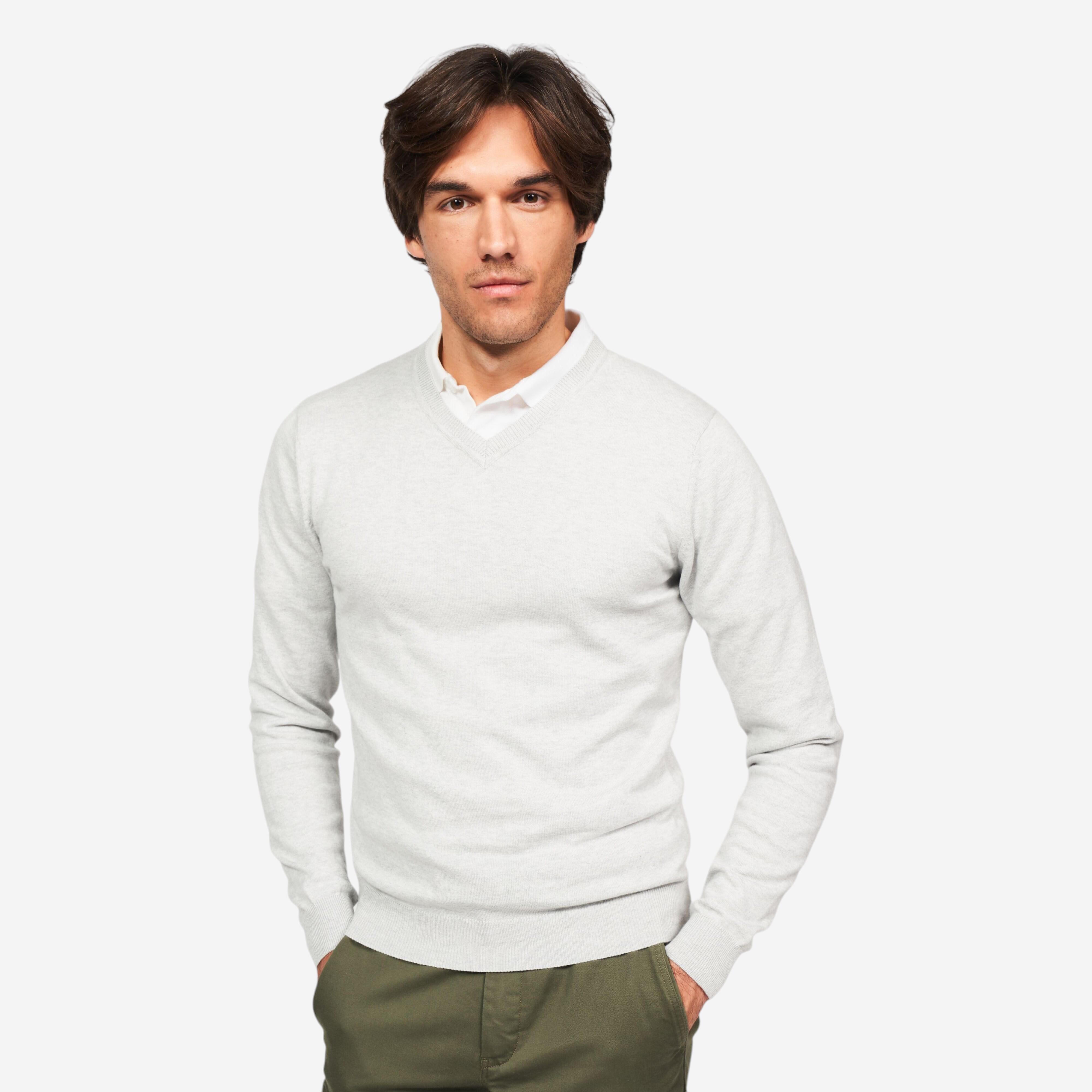 Sweter do golfa męski MW500 dekolt w serek