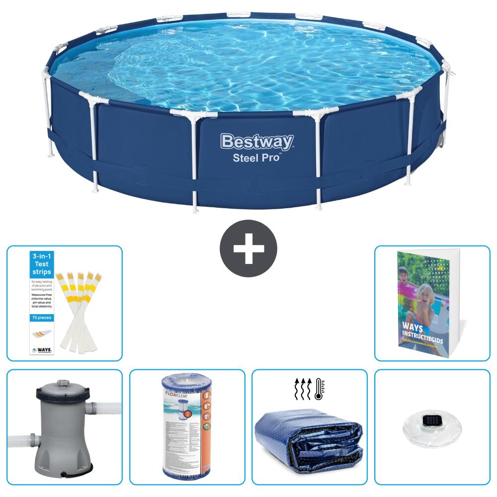BESTWAY Basen Steel Pro Okrągły - 396x84 cm - 7-częściowy S275