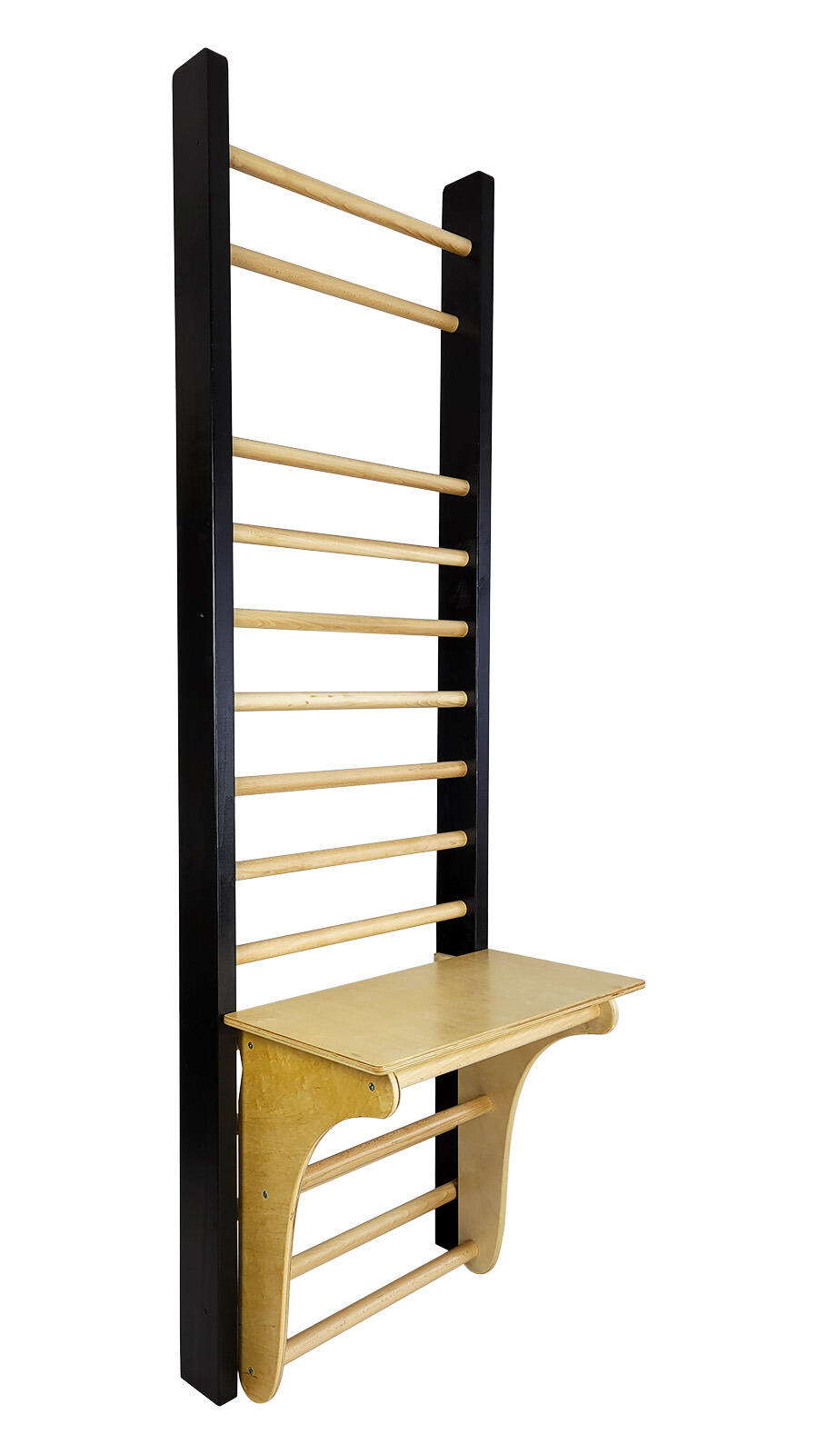 Drabinka gimnastyczna Leon 195 x 80 cm czarna + drążek + blat UNDERFIT