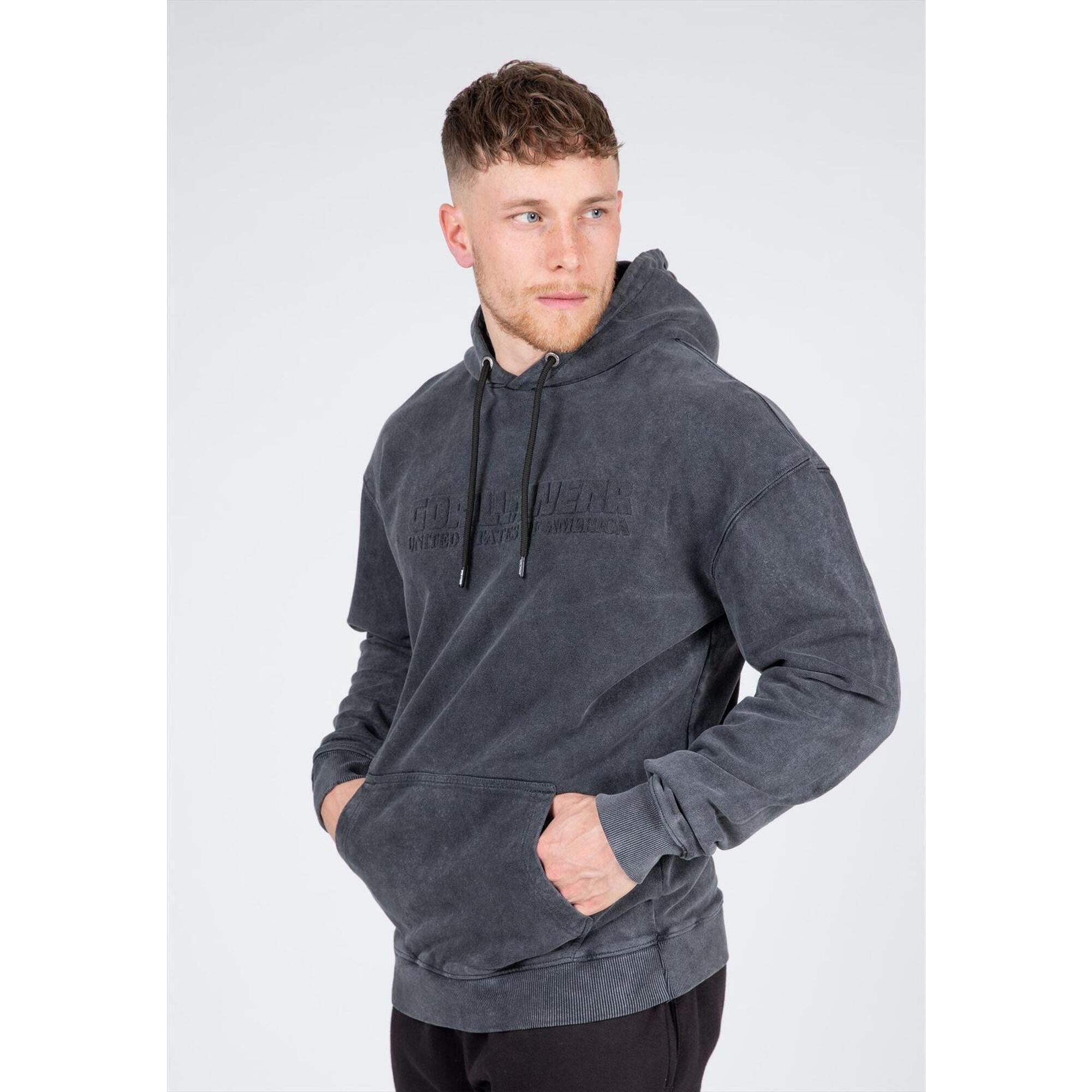 Crowley Męskie Oversize bluza z kapturem - Washed Szary