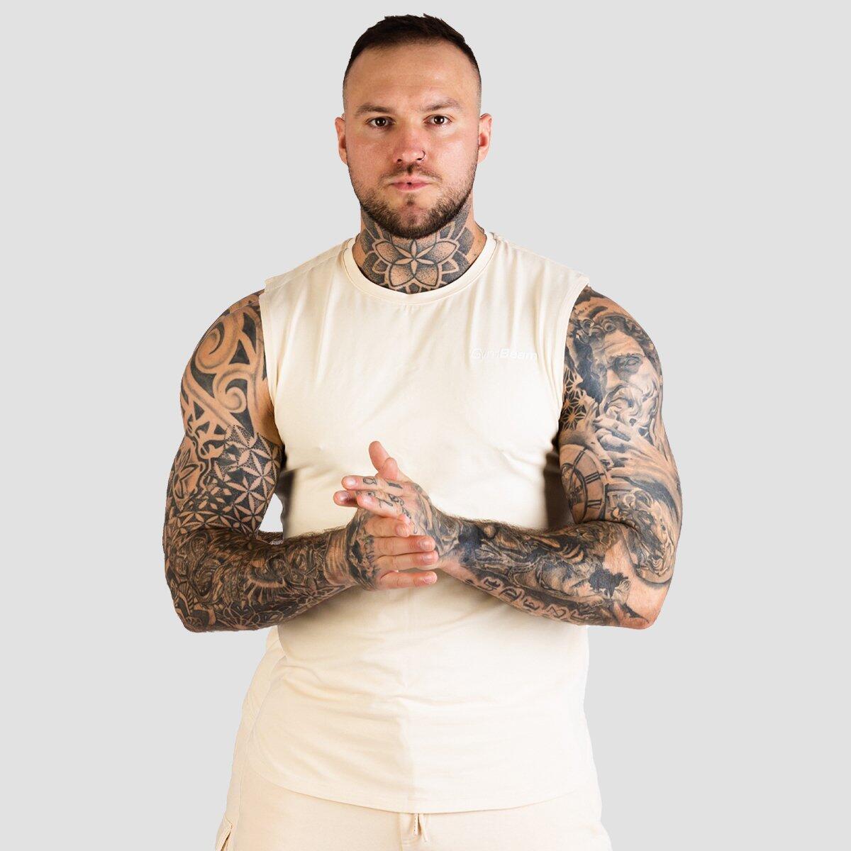 Podkoszulek męski fitness regular piaskowy TRN