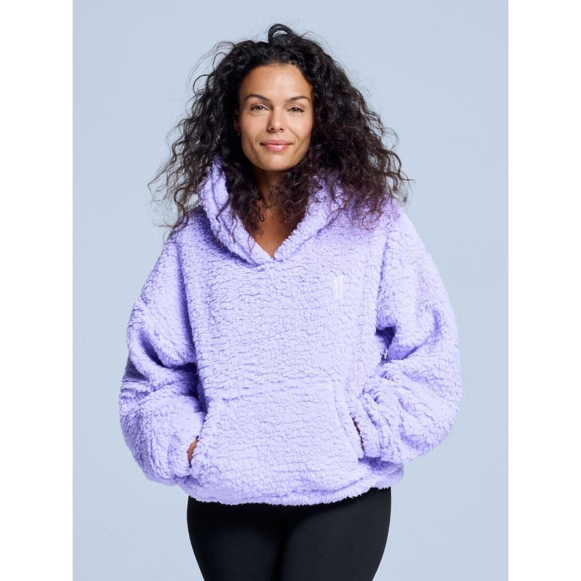 Bluza z kapturem Fluffy - damska - na cztery pory roku - Teddy - liliowa