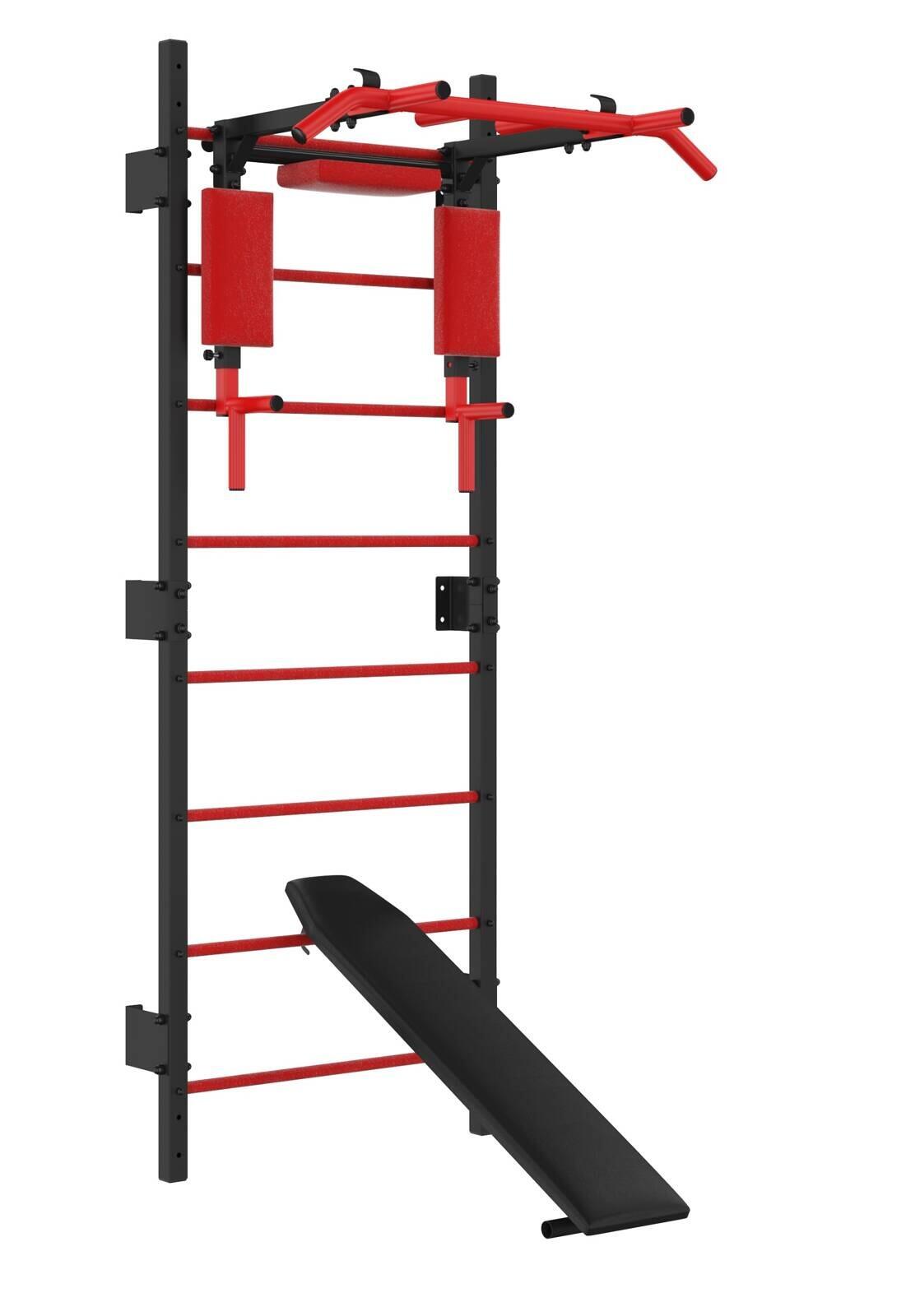 Drabinka gimnastyczna metalowa UNDERFIT 228 x 110 cm z drążkiem, poręczami 2w1 i