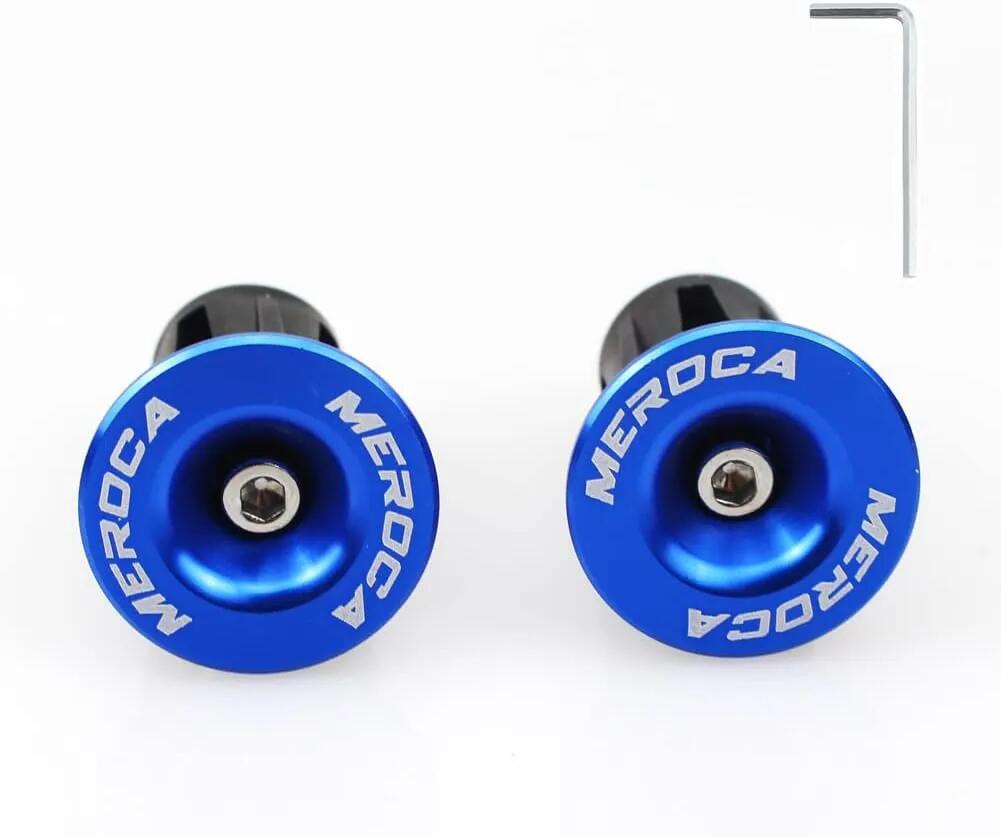 Zaślepki kierownicy rower alu 22–24 mm śruba M4 niebieskie 19 g/para