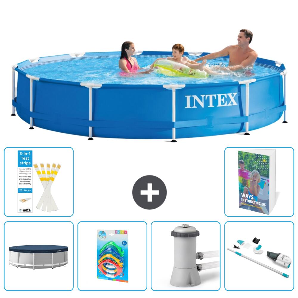 INTEX Basen ze stelażem Okrągły - 366x76 cm - 7-częściowy S68