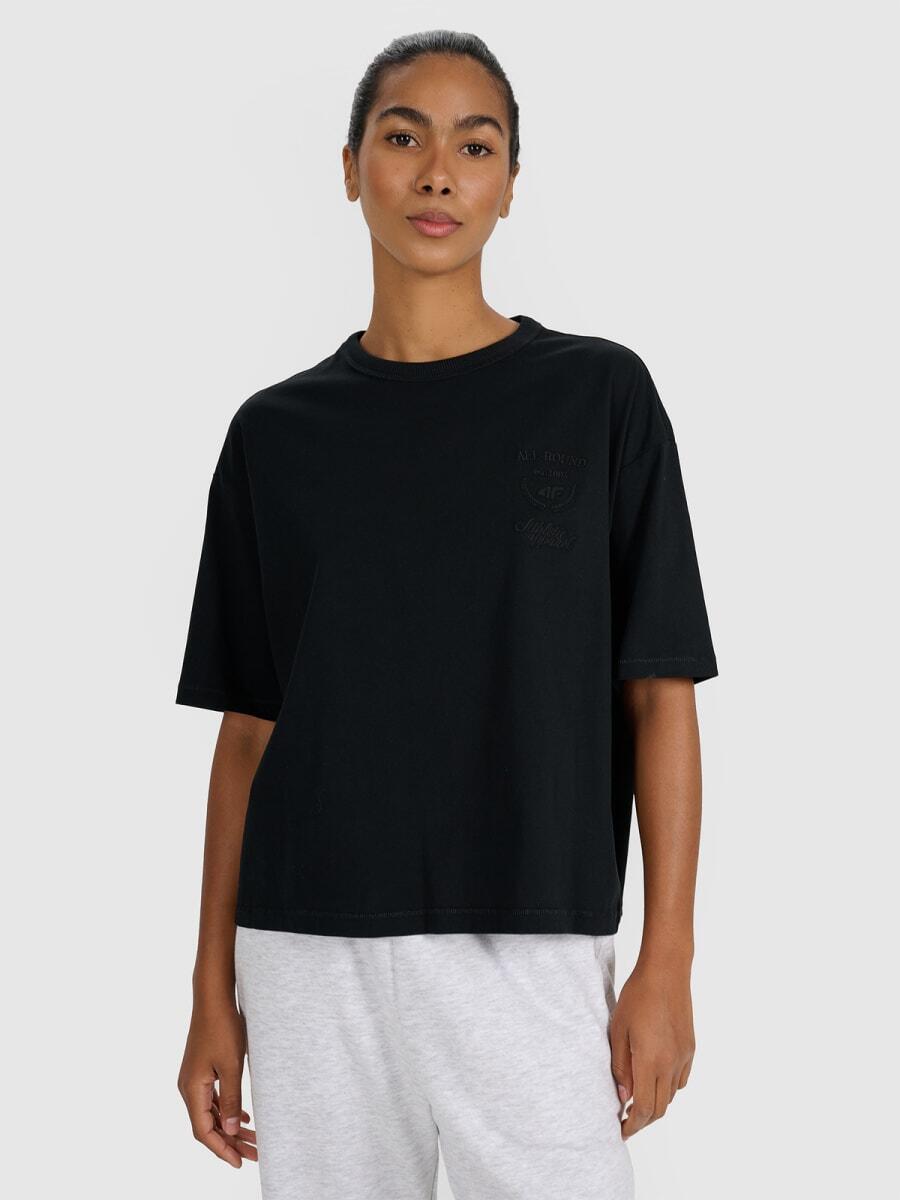T-shirt oversize z nadrukiem damski 4F 4FRSS25TTSHF2979