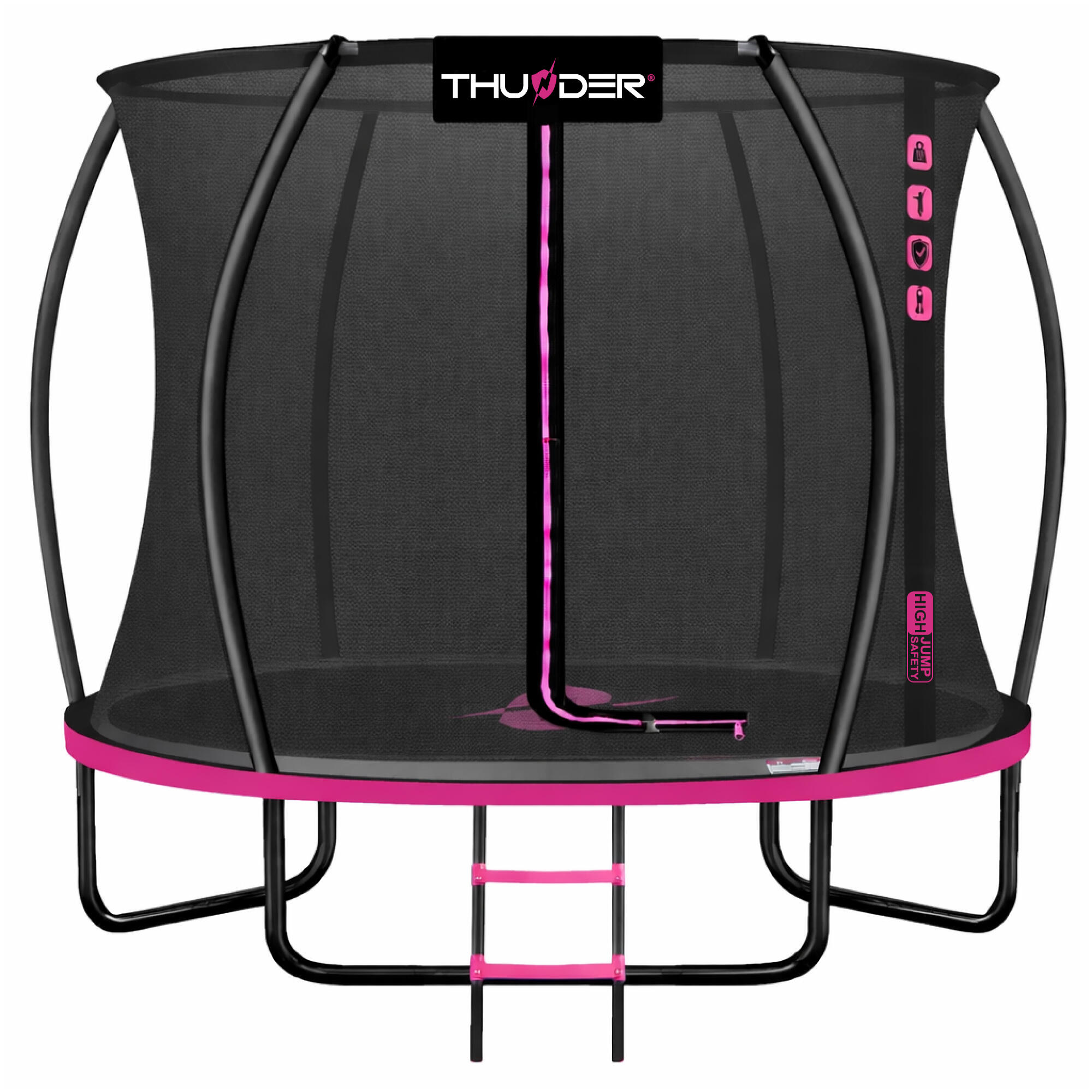 Trampolina ogrodowa dla dzieci z siatką THUNDER INSIDE-ULTRA 8FT 244CM PINK