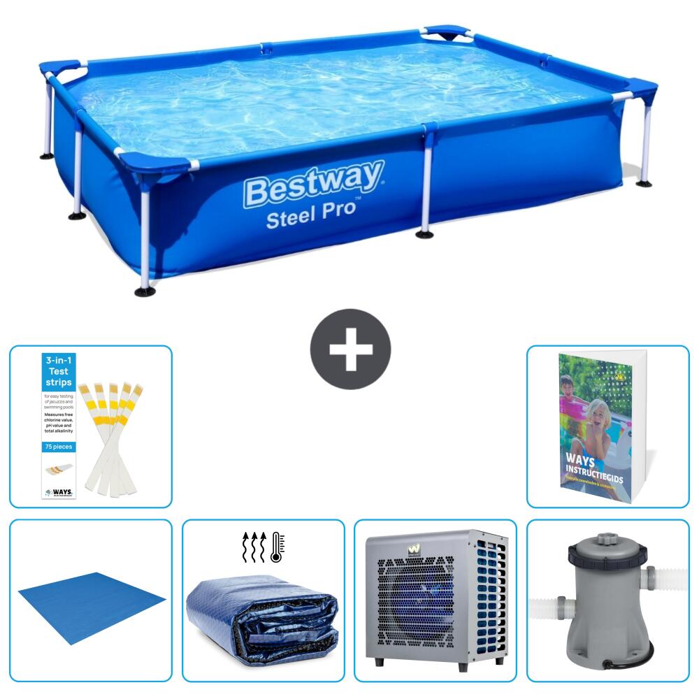 BESTWAY Basen Steel Pro Prostokątny - 221x150x43 cm - 7-częściowy S124