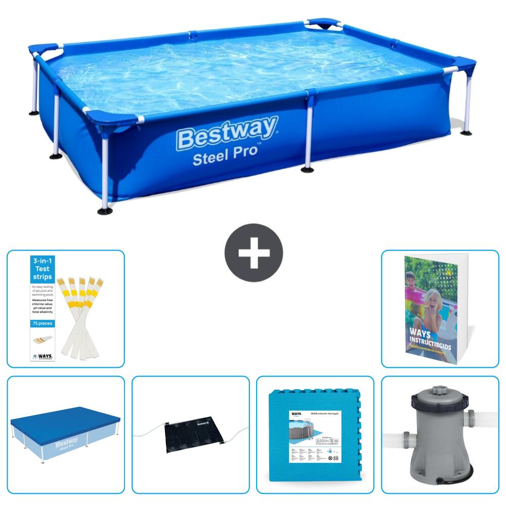 BESTWAY Basen Steel Pro Prostokątny - 221x150x43 cm - 7-częściowy S99