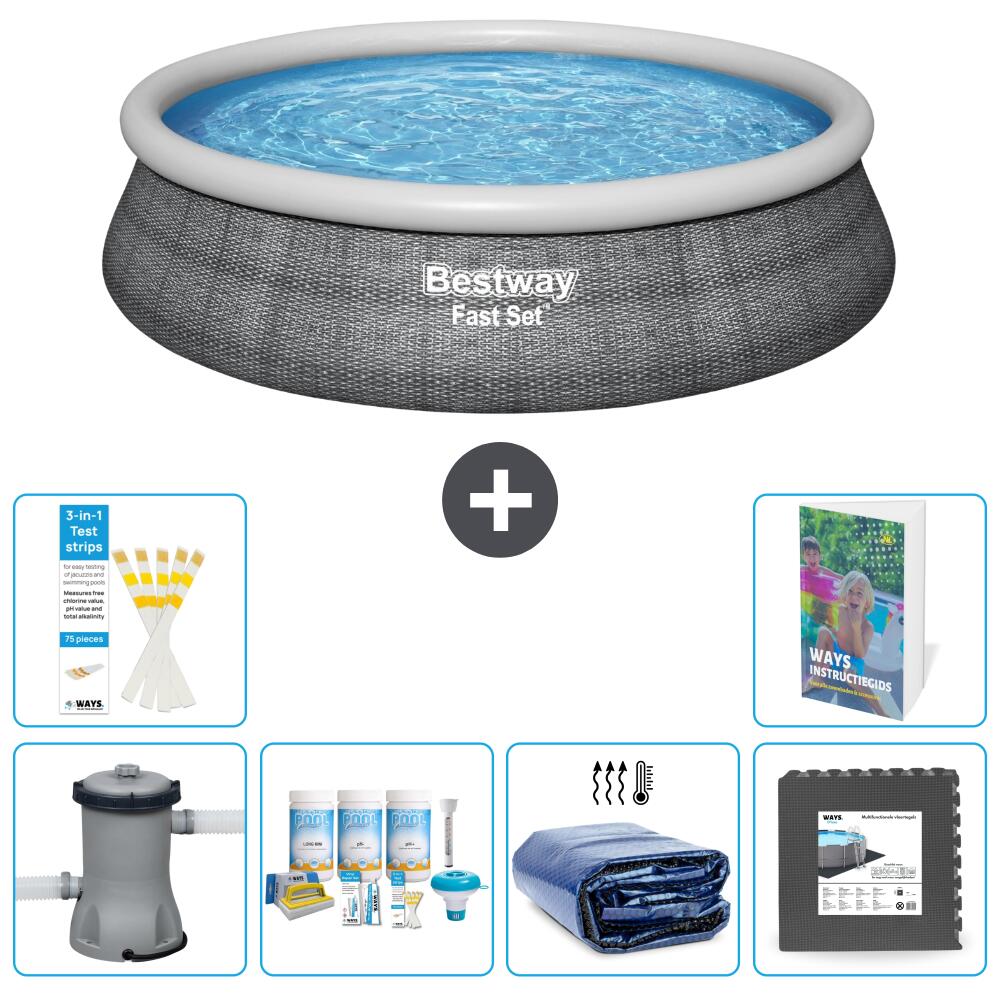 BESTWAY Basen Fast Set Okrągły - 457x84 cm - 7-częściowy S233