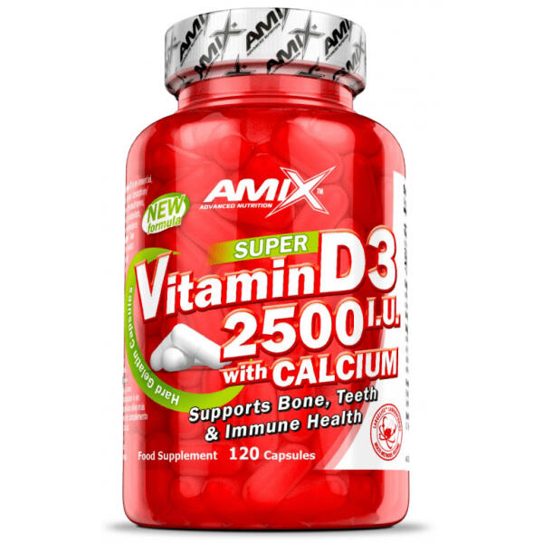 Witamina D3 2500IU z Wapń - 120 Kapsułek Amix Nutrition