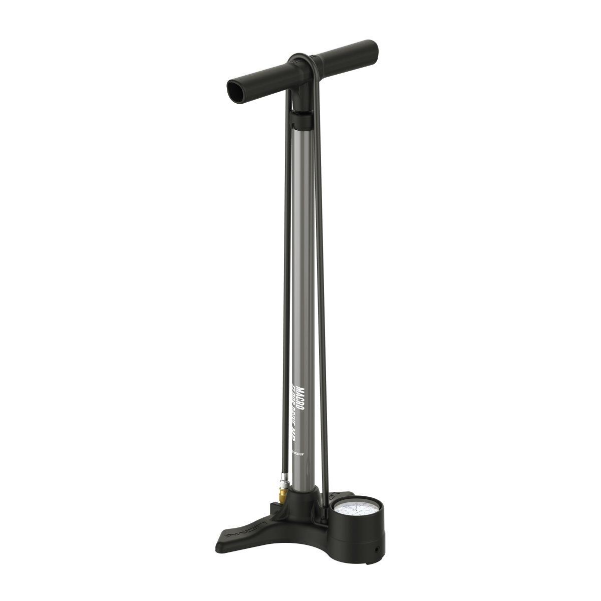 Lezyne Macro HP Floor Drive MTT 63,5 cm - manometr analogowy, głowica dual, Grey