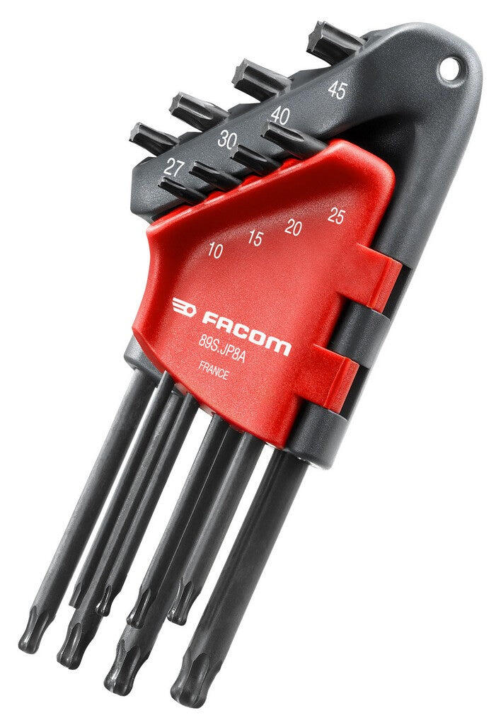 Facom zestaw 8 kluczy Torx kątowych TX10–TX45 z uchwytem