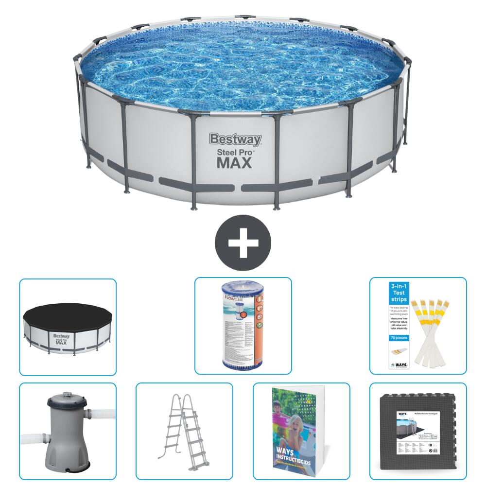BESTWAY Basen Steel Pro MAX Okrągły - 488x122 cm - 8-częściowy S563