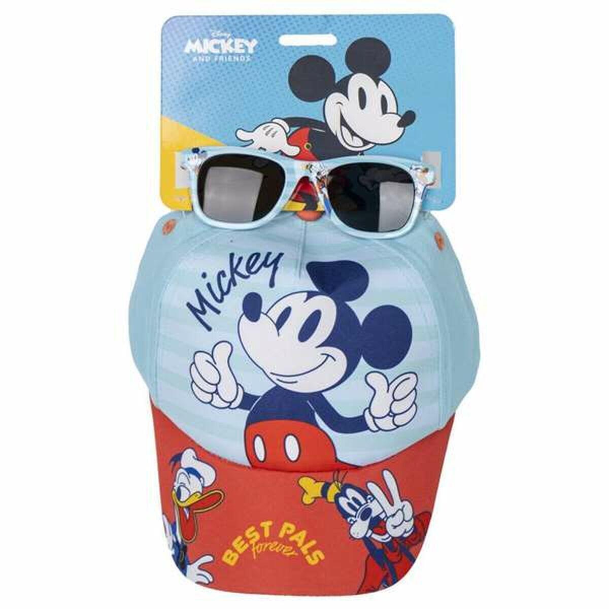 Zestaw z czapką i okularami przeciwsłonecznymi Mickey Mouse Niebieski