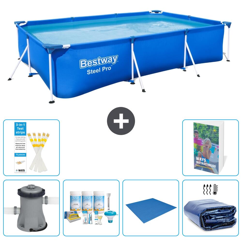 BESTWAY Basen Steel Pro Prostokątny - 300x201x66 cm - 7-częściowy S289