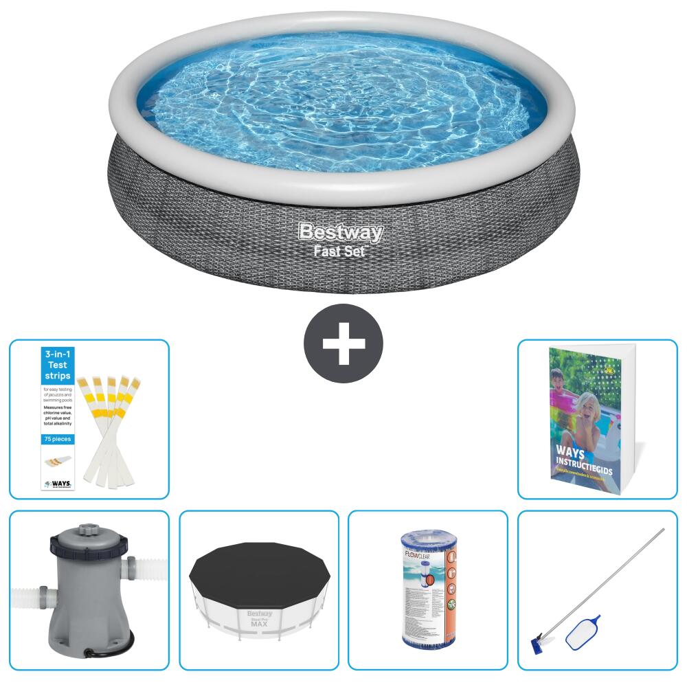 BESTWAY Basen Fast Set Okrągły - 366x76 cm - 7-częściowy S304