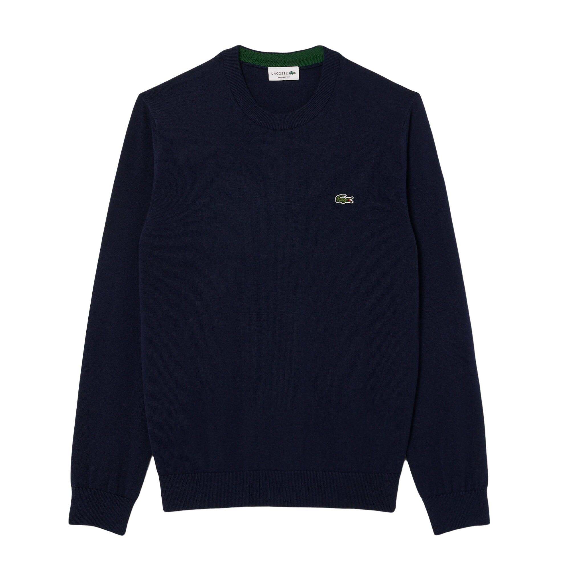 Klasyczny sweter Lacoste granatowy z okrągłym dekoltem