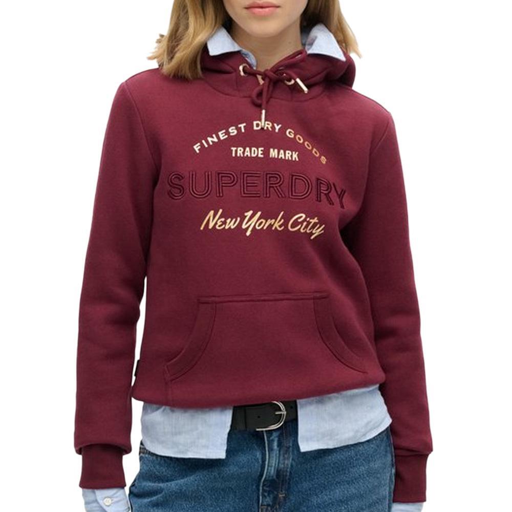 Damska bluza z kapturem z metalicznym logo Superdry Luxe