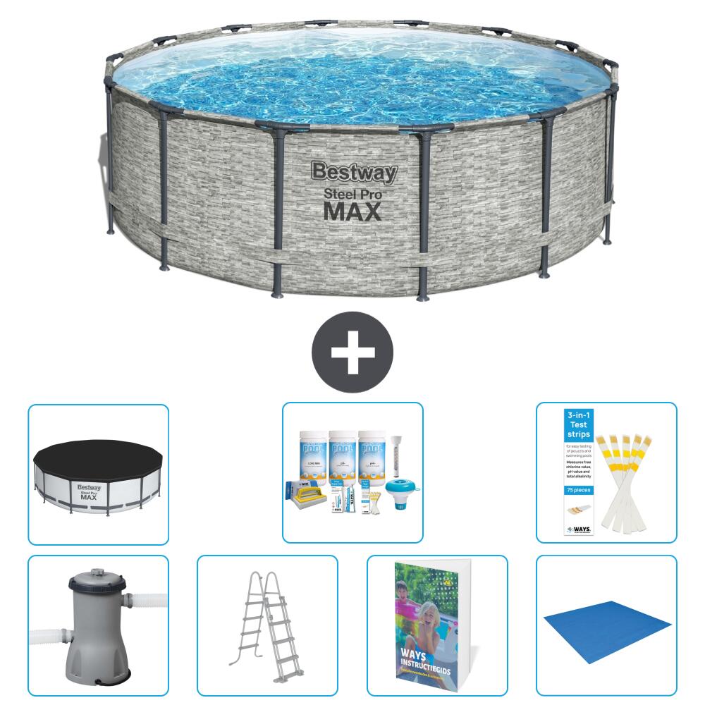 BESTWAY Basen Steel Pro MAX Okrągły - 427x122 cm - 8-częściowy S599