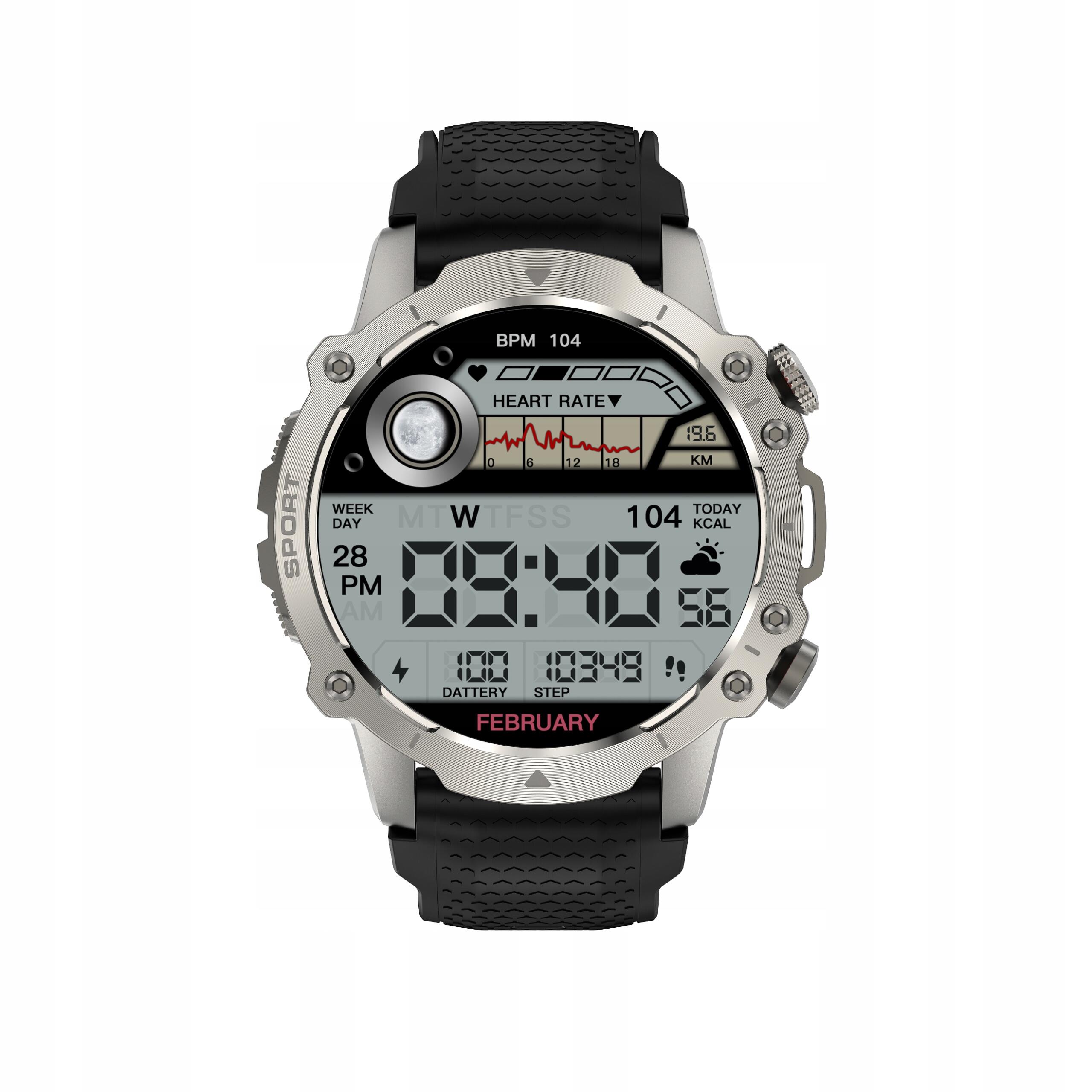 Zegarek smartwatch Kiano Watch Sport Silver, srebrny męski, bluetooth, NFC