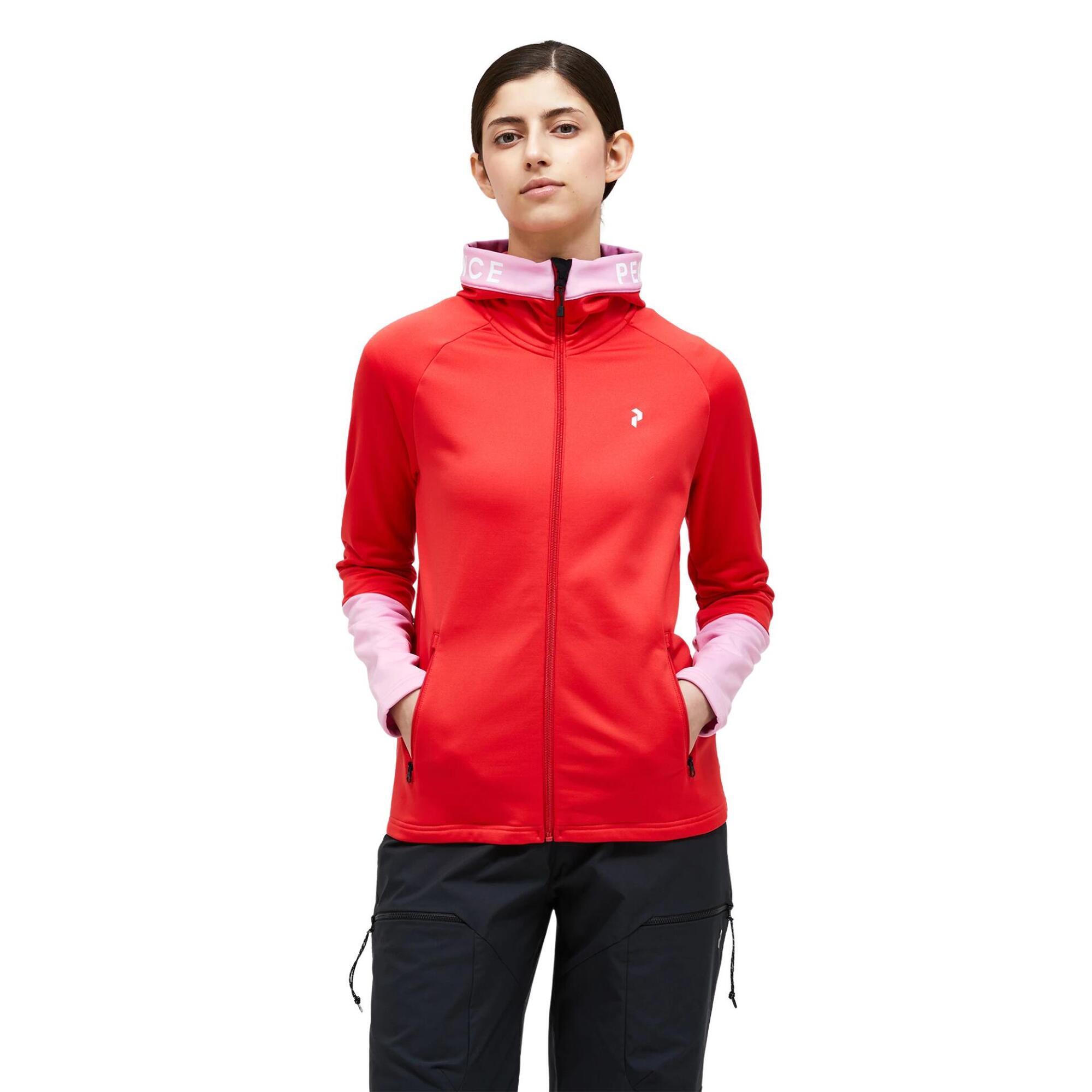 Bluza Peak Performance damska Rider Zip Hood czerwona - S