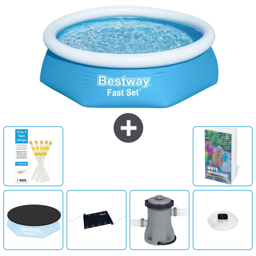 BESTWAY Basen Fast Set Okrągły - 244x61 cm - 7-częściowy S154