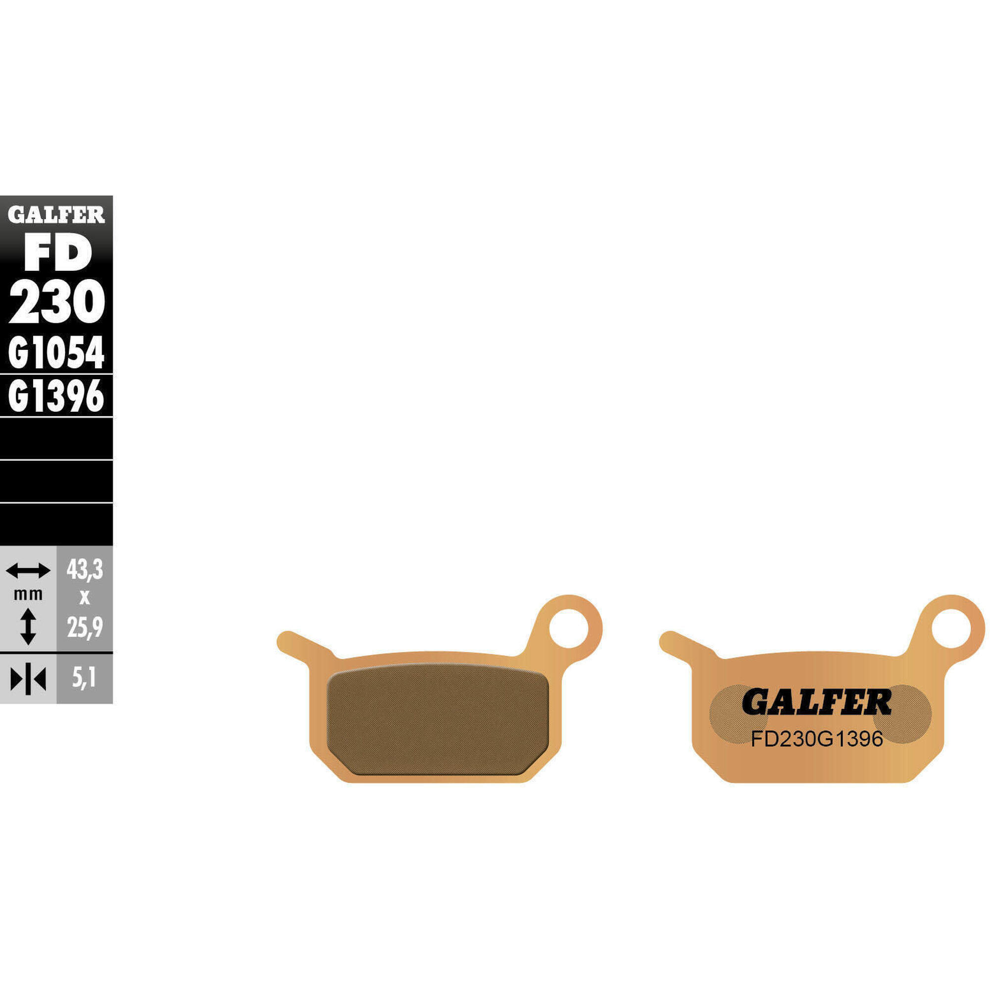 GALFER FD230 klocki hamulcowe spiekane off-road 43 3 mm
