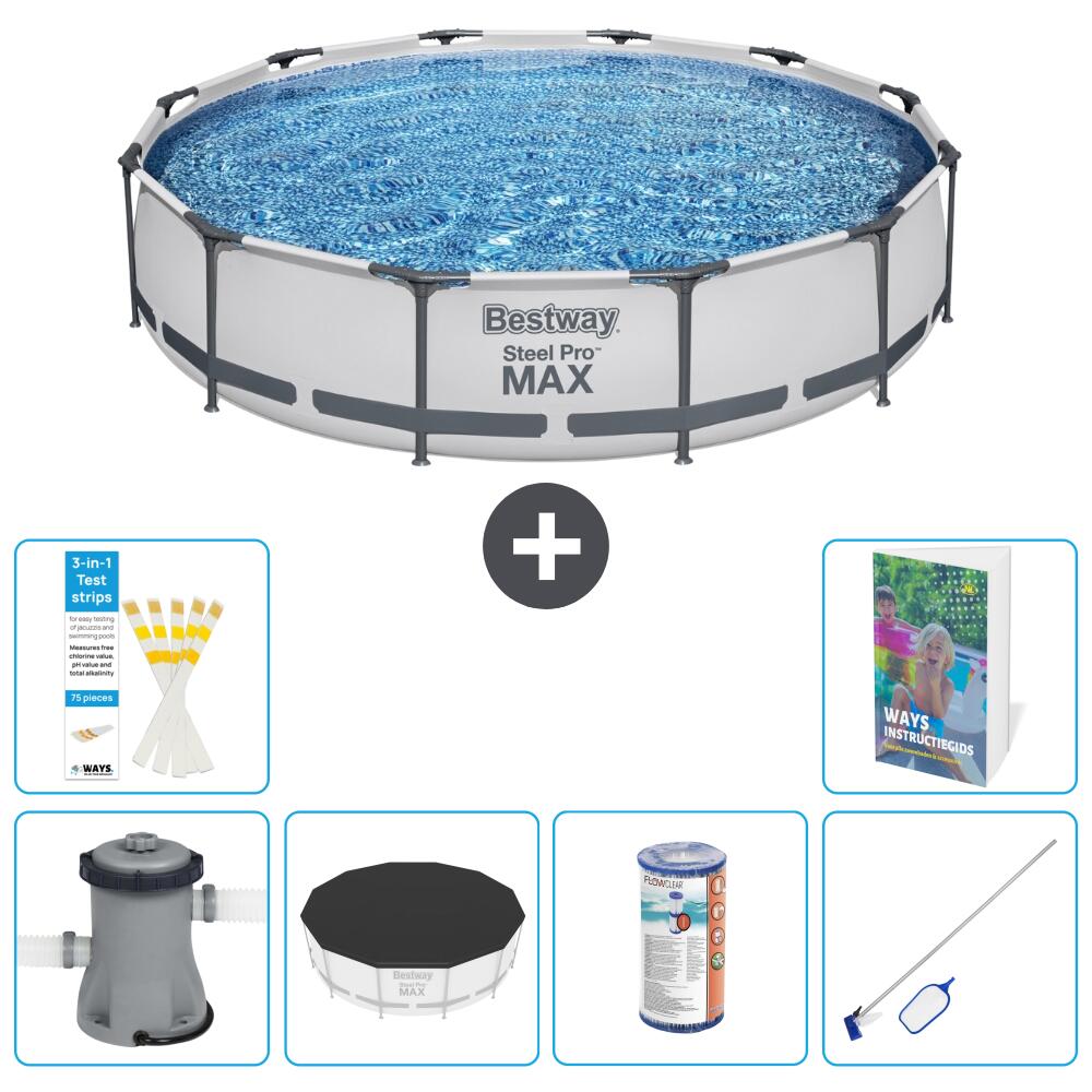BESTWAY Basen Steel Pro MAX Okrągły - 366x76 cm - 7-częściowy S304