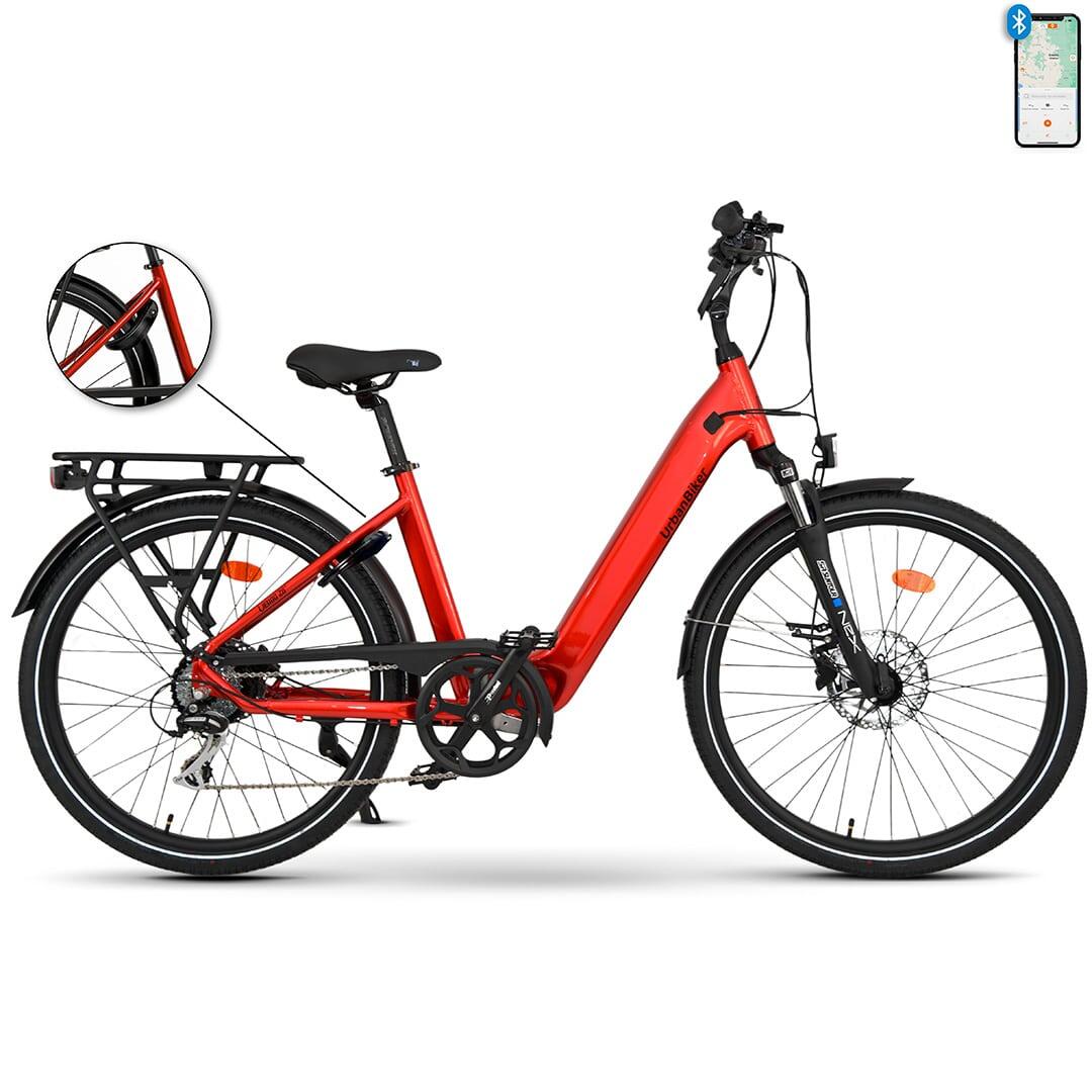 UB100B | Ebike miejski | Zasięg do 140 km | Czerwony | 26