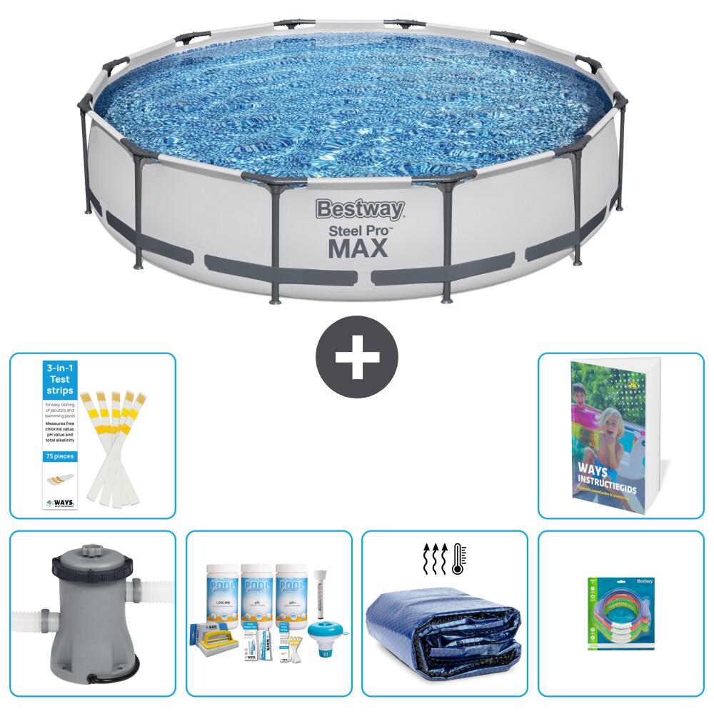 BESTWAY Basen Steel Pro MAX Okrągły - 366x76 cm - 7-częściowy S282