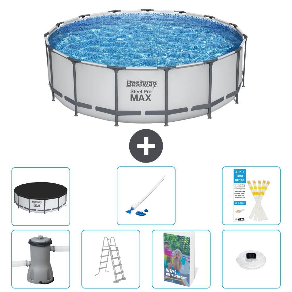 BESTWAY Basen Steel Pro MAX Okrągły - 488x122 cm - 8-częściowy S552