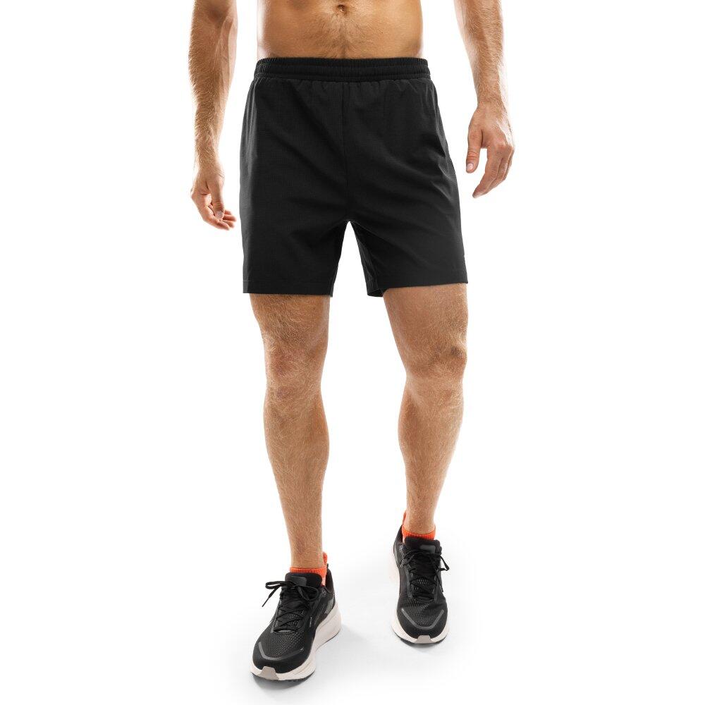 Męskie krótkie spodenki do biegania 2 w 1 Fitness Siroko Admix Black