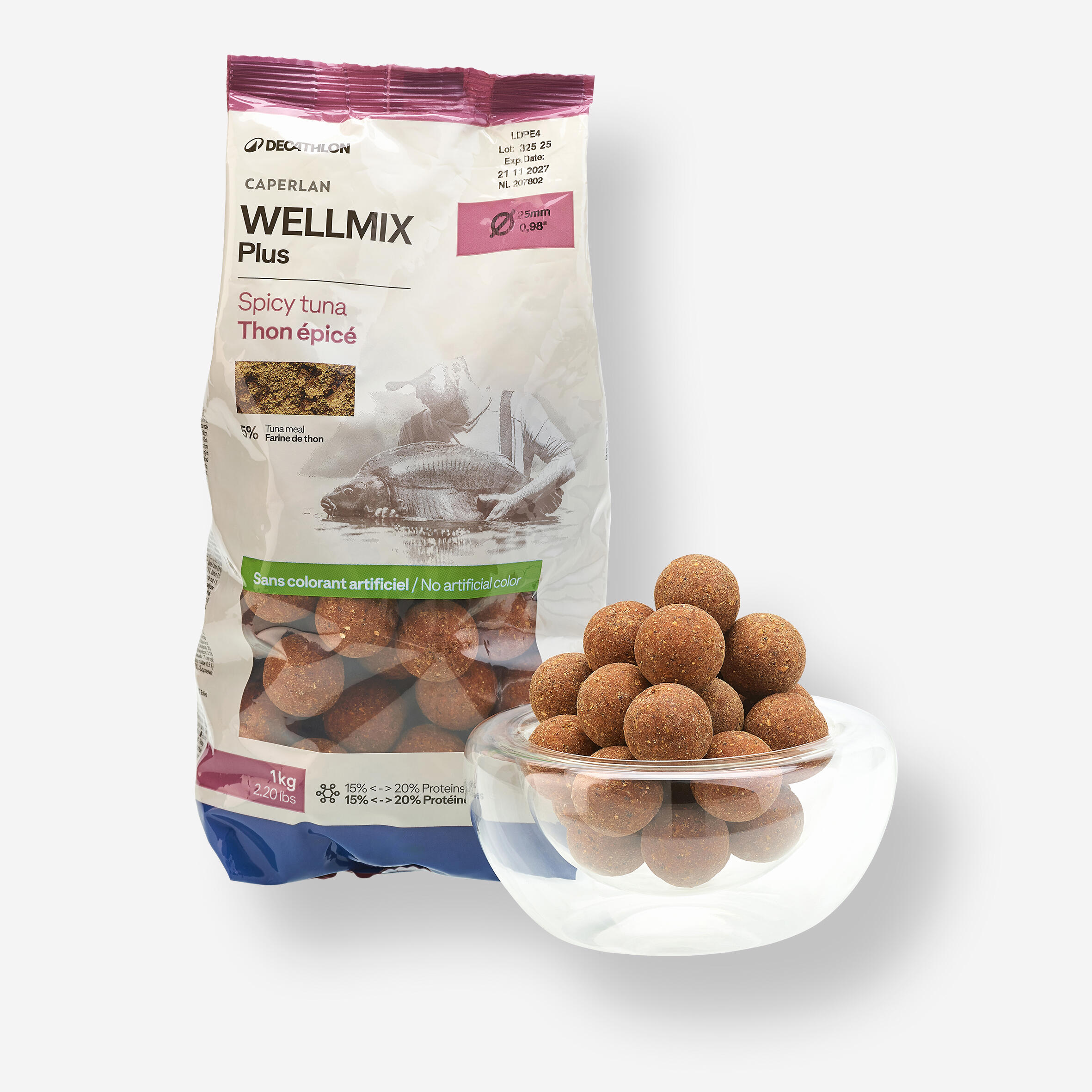 Kulki proteinowe Caperlan Wellmix Plus 25 mm 1 kg spicy tuna