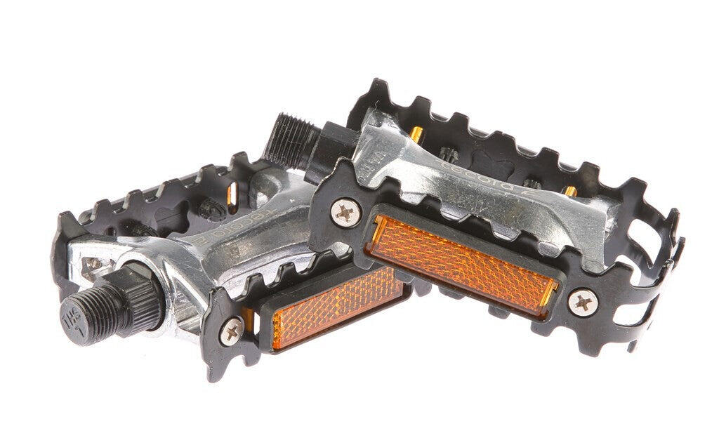 Pedały platformowe Tecora 9/16 cal aluminium czarny/srebrny