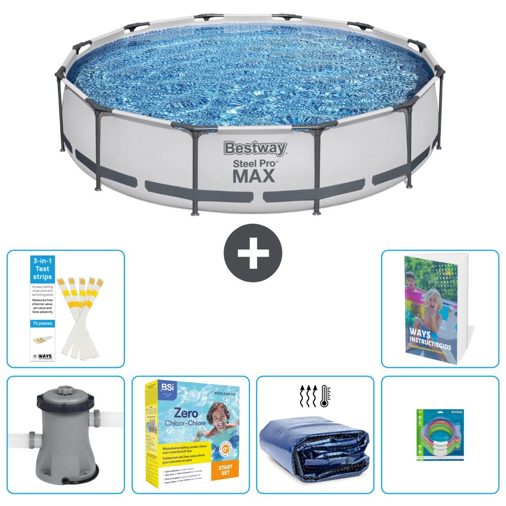 BESTWAY Basen Steel Pro MAX Okrągły - 366x76 cm - 7-częściowy S181