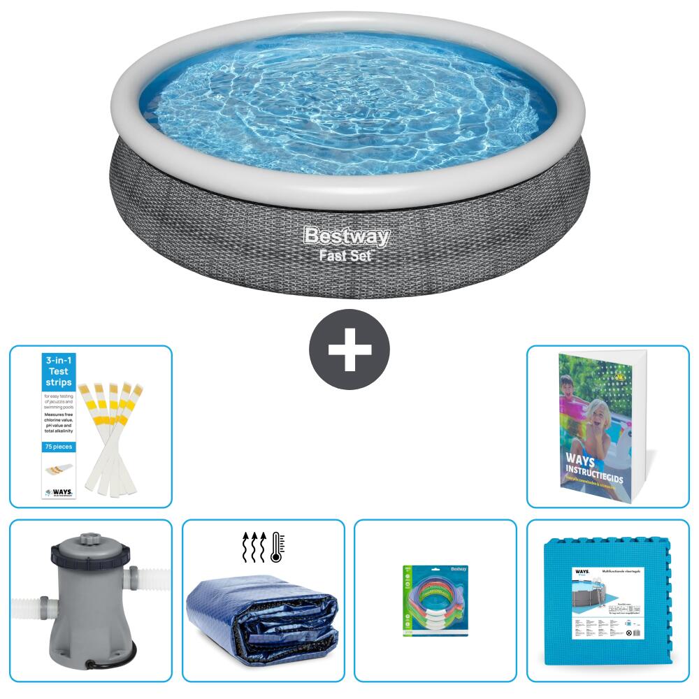 BESTWAY Basen Fast Set Okrągły - 366x76 cm - 7-częściowy S229