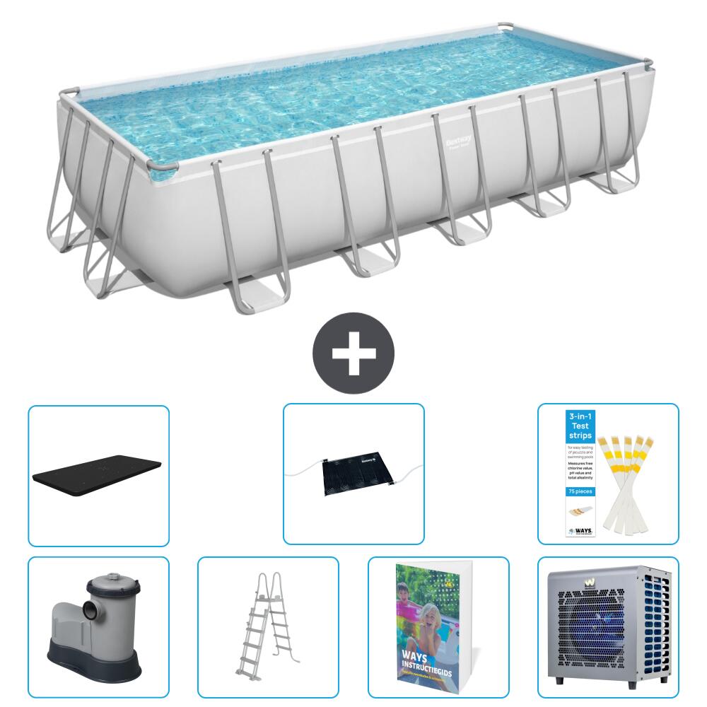 BESTWAY Basen Power Steel Prostokątny - 640x274x132 cm - 8-częściowy S524