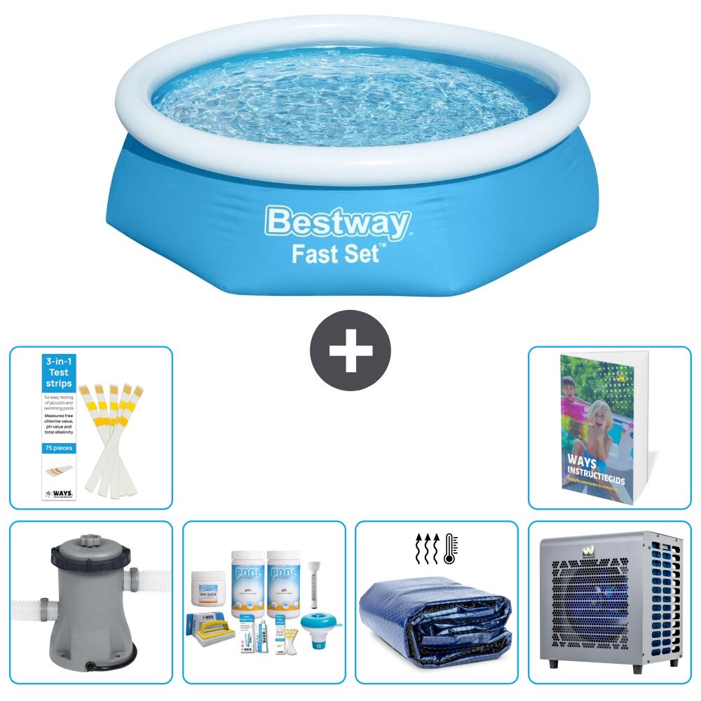 BESTWAY Basen Fast Set Okrągły - 244x61 cm - 7-częściowy S302
