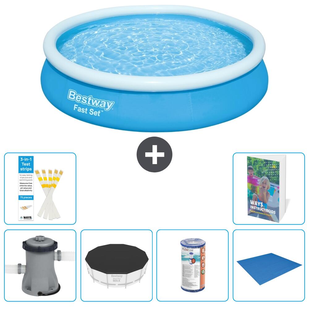 BESTWAY Basen Fast Set Okrągły - 366x76 cm - 7-częściowy S341