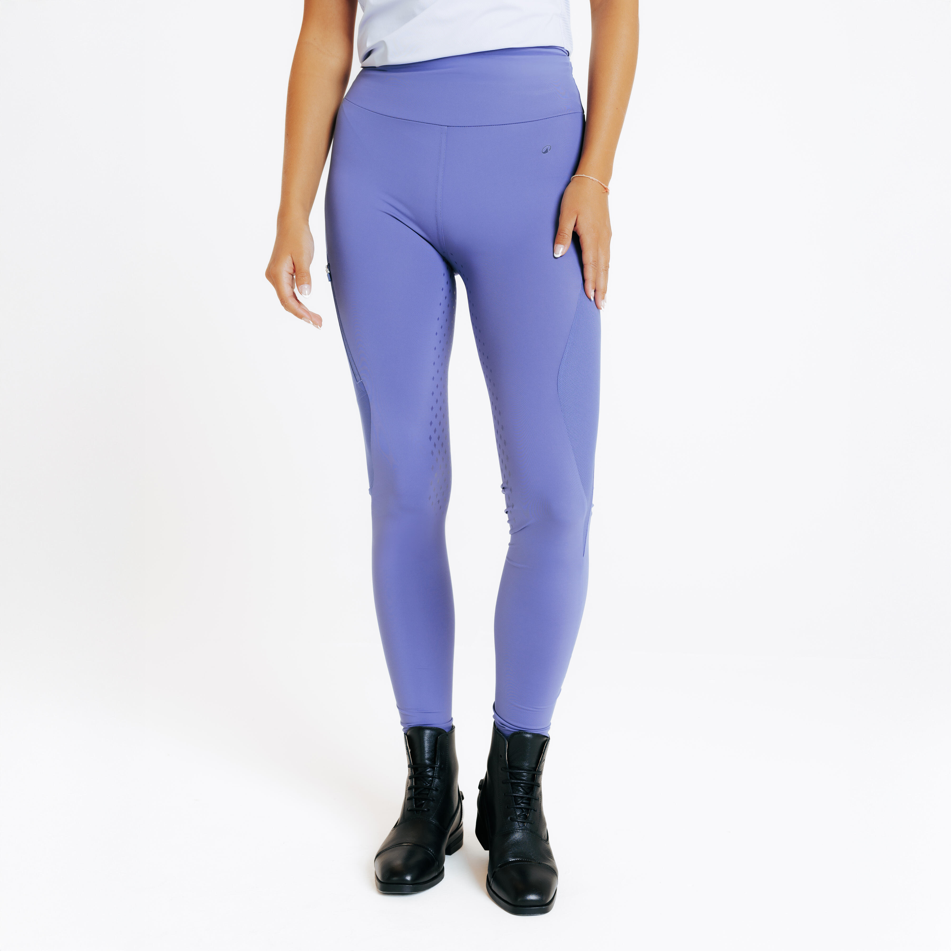 Legginsy jeździeckie damskie letnie full grip - niebieskie