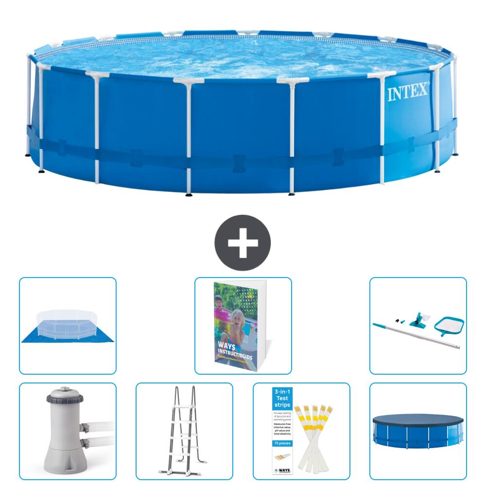 INTEX Basen ze stelażem Okrągły - 457x122 cm - 8-częściowy S573