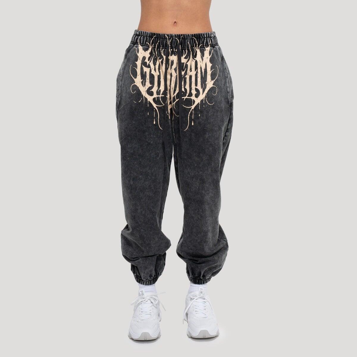 Spodnie damskie fitness oversize grafitowe Abyss