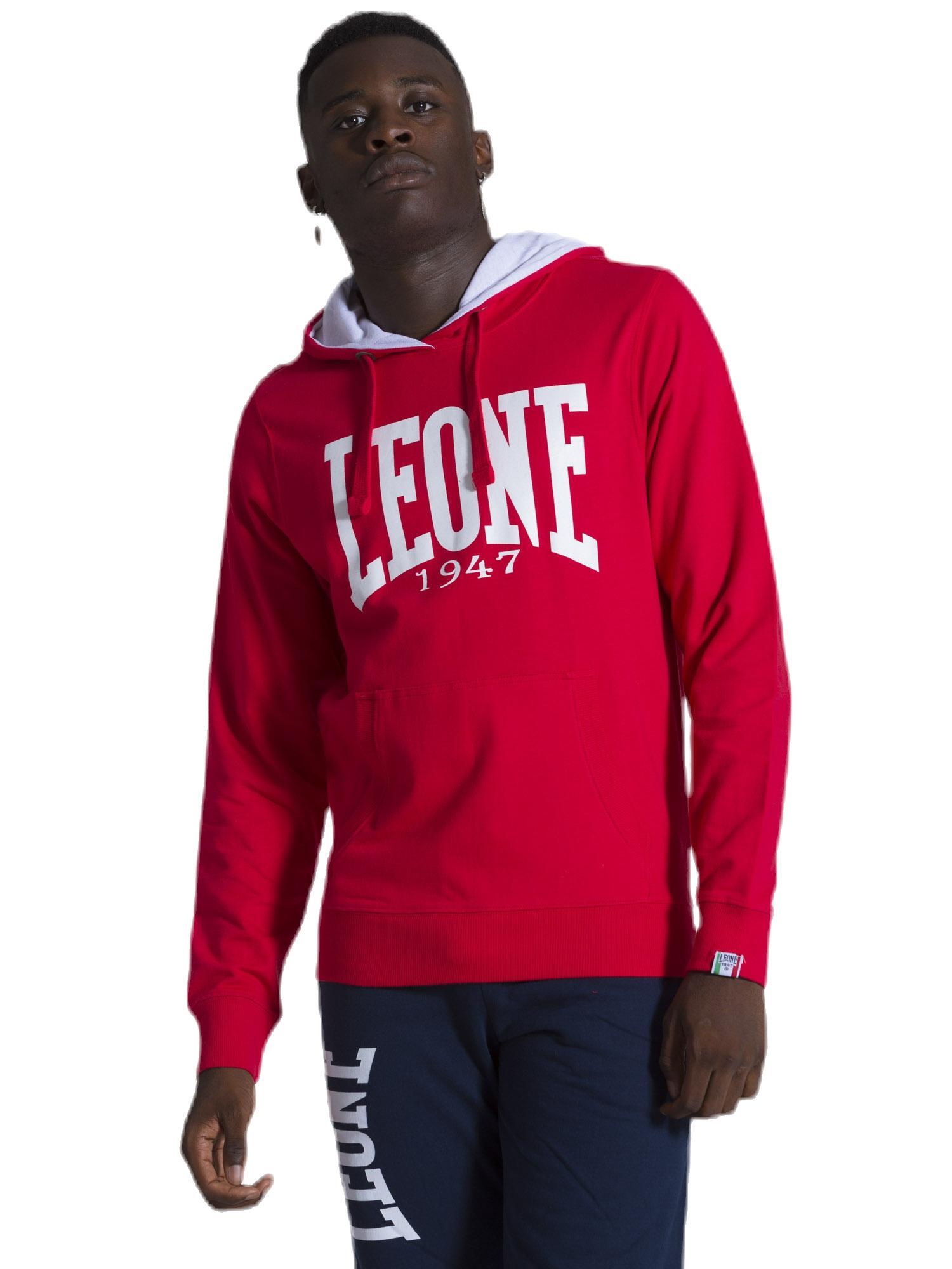 Leone 1947 Apparel Męska bluza z kapturem i dużym logo, lekka bawełna