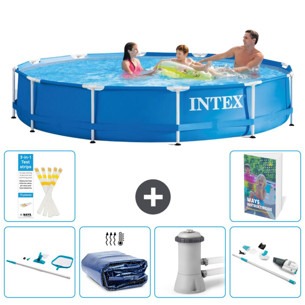 INTEX Basen ze stelażem Okrągły - 366x76 cm - 7-częściowy S149