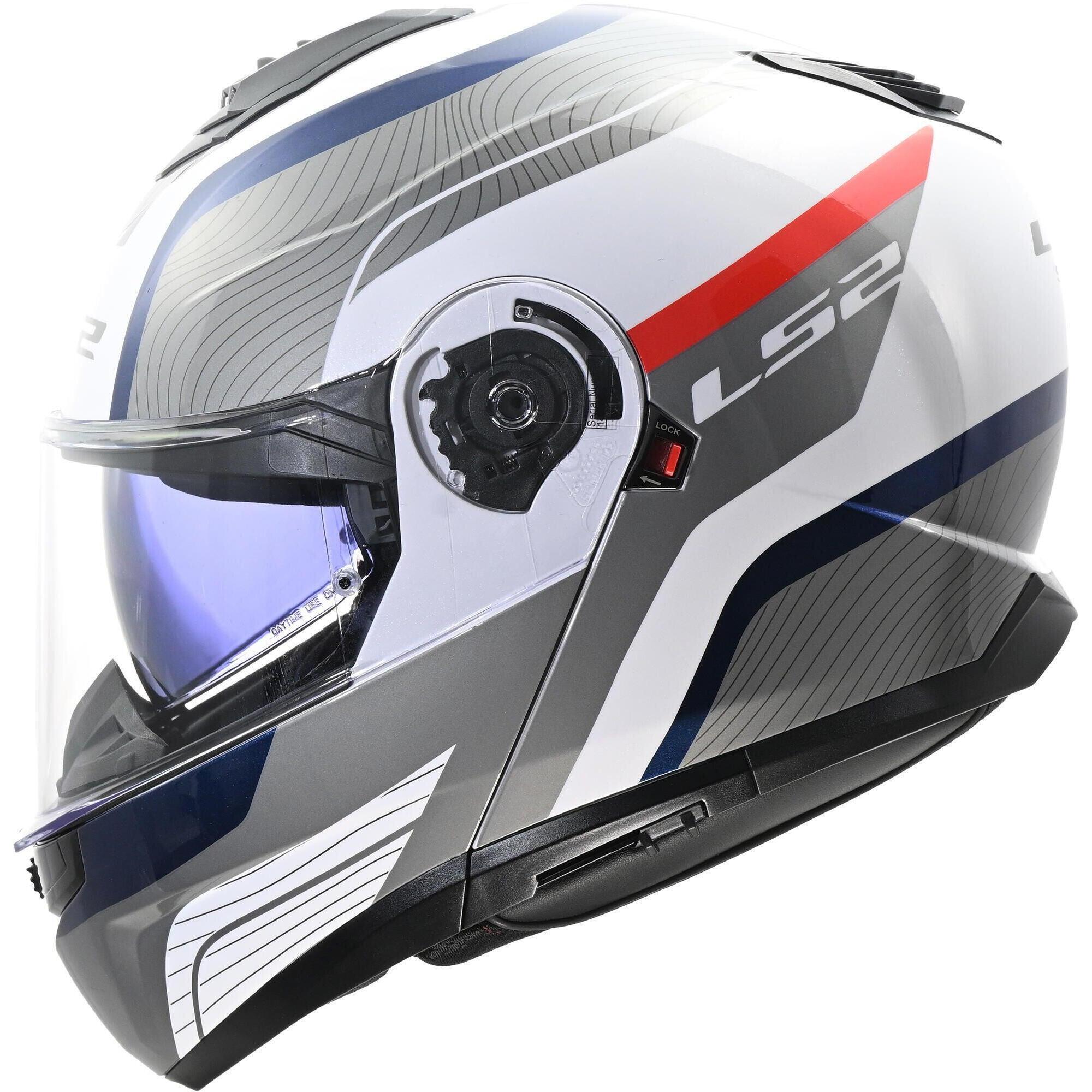 LS2 FF908 Strobe II Monza kask składany M biały/niebieski/czerwony