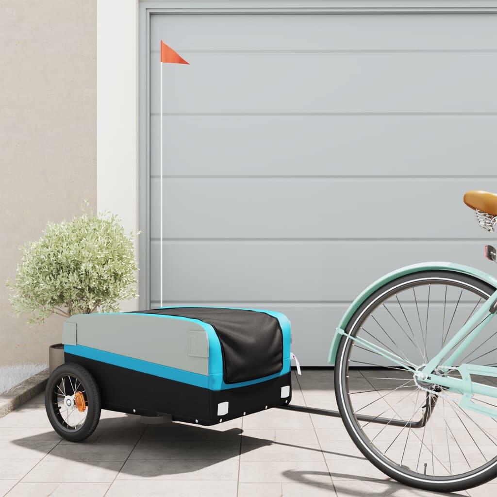 VidaXL przyczepka rowerowa 30 kg, rama z żelaza, czarna i niebieska