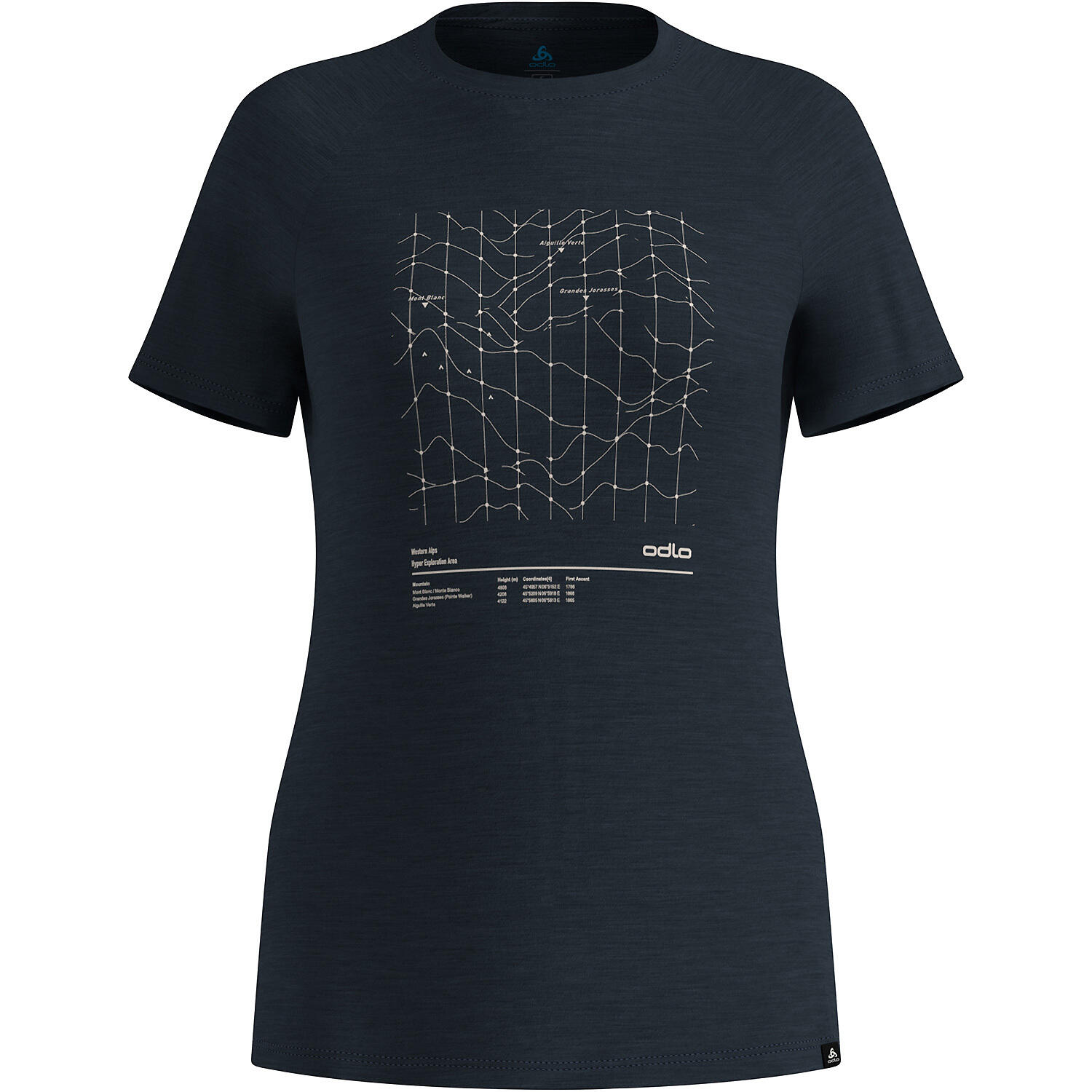 Koszulka merino damska Odlo Merino Tencel Hyper Map Crew Neck S/S