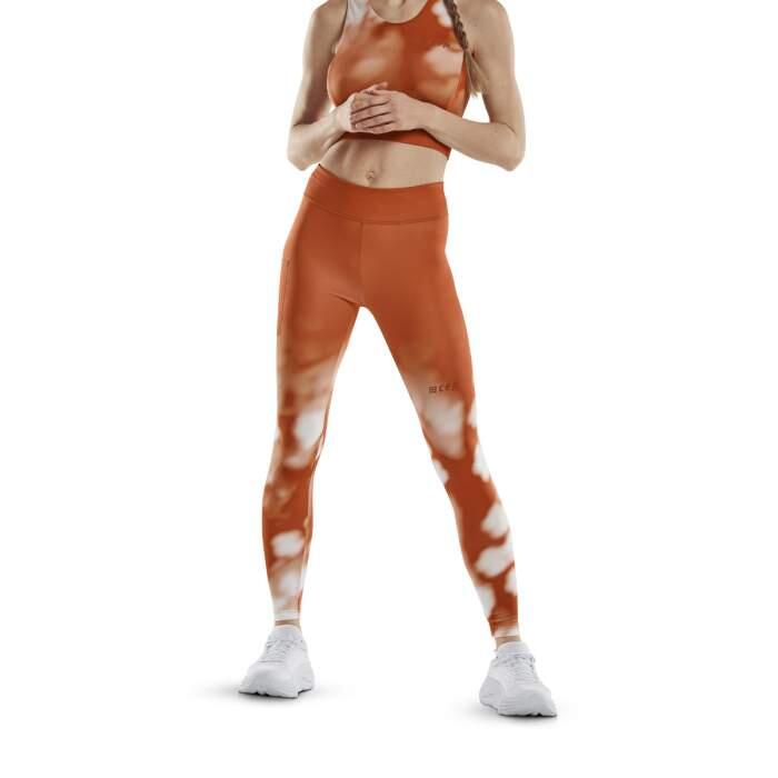 Długie legginsy sportowe do biegania CEP limitowana kolekcja Bloom damskie