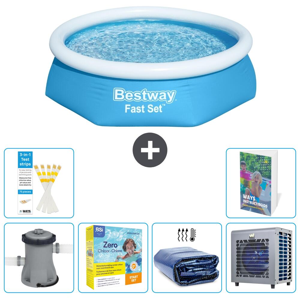 BESTWAY Basen Fast Set Okrągły - 244x61 cm - 7-częściowy S331